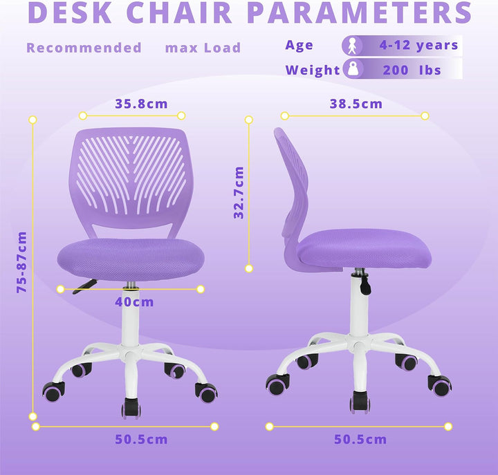 FurnitureR Farbenfroh, modernes Design, Verstellbarer Computersitz, Swivel Armless Desk, Kinder, Stu