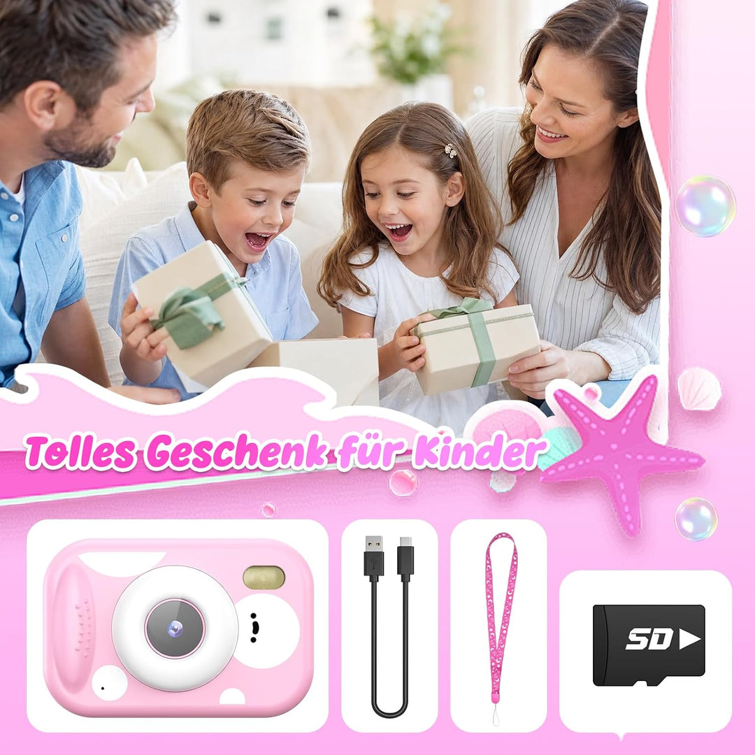 CHAKEYAKE Unterwasserkamera, IP67 10M/32.8FT Kinderkamera 1080P Digitalkamera mit 2.4" HD Bildschirm