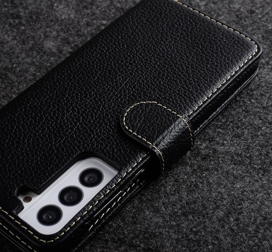 STILGUT Talis kompatibel mit Samsung Galaxy S21 5G Hülle mit Kartenfach aus Leder, Flip Cover, Walle