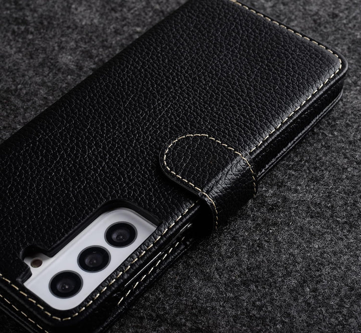 STILGUT Talis kompatibel mit Samsung Galaxy S21 5G Hülle mit Kartenfach aus Leder, Flip Cover, Walle