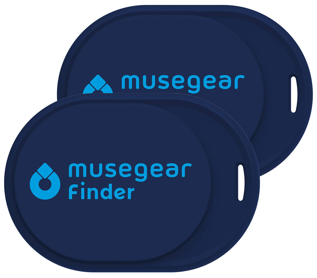 musegear Schlüsselfinder Mini mit Bluetooth App I Keyfinder laut für Handy in dunkelblau 2er Pack I