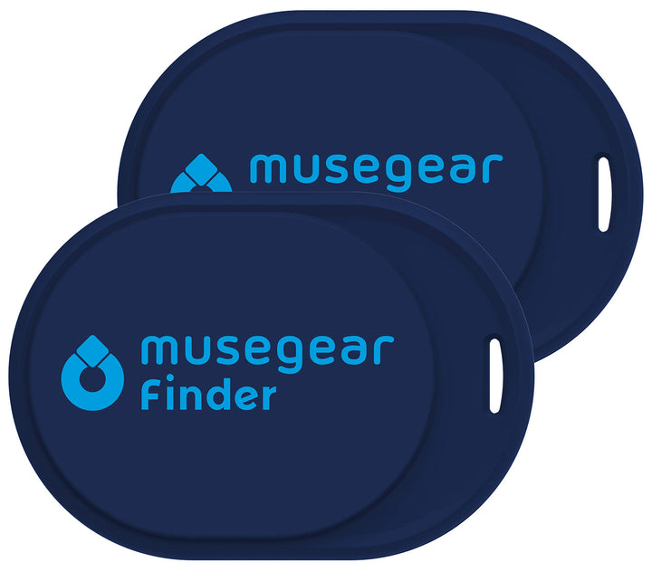 musegear Schlüsselfinder Mini mit Bluetooth App I Keyfinder laut für Handy in dunkelblau 2er Pack I