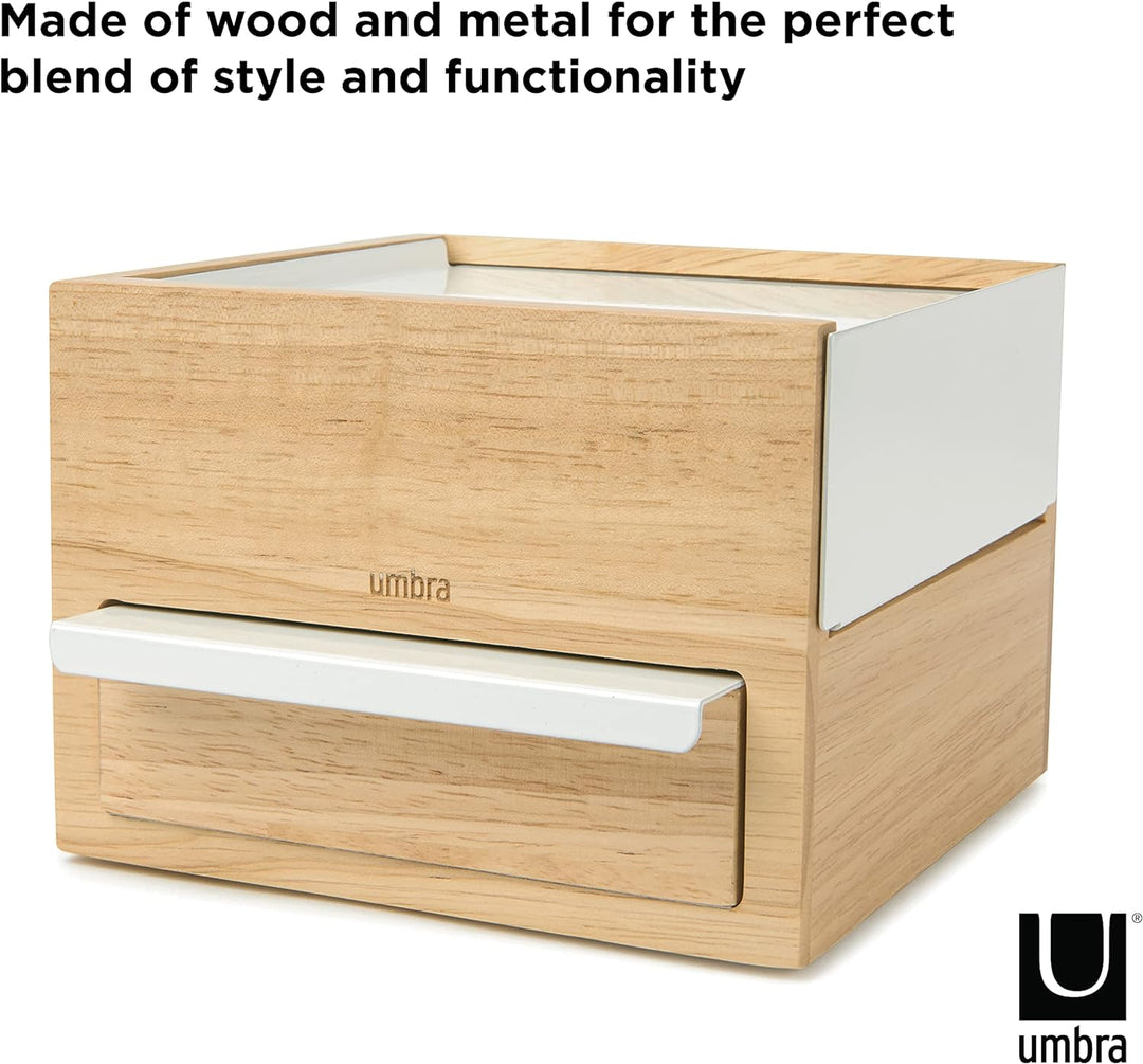 Umbra Stowit Mini Design Schmuckkasten – moderne Schmuck Box mit Geheimfächern für Ringe, Armbänder,