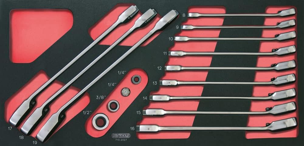 KS Tools 713.2027 Gearplus Modul-Satz Maulschlüssel mit Umschaltknarre mit Adapter 16-teilig