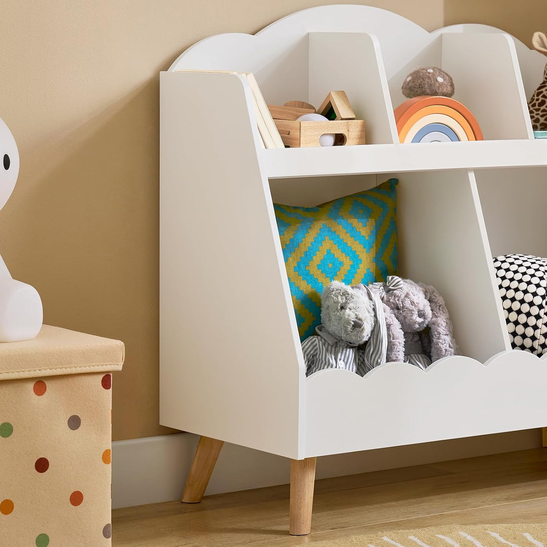 SoBuy Kinderregal mit 5 Fächern Aufbewahrungsregal für Kinder Bücherregal Montessori Regal weiss BHT
