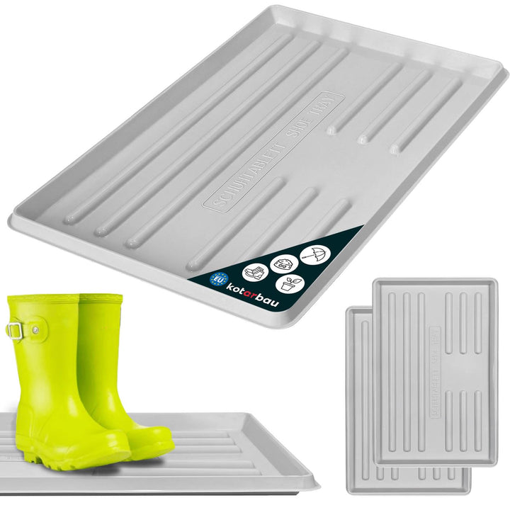 KOTARBAU® 2er Set Schuhabtropfschale 60x40 cm Abtropfmatte Schuhe Grau Schuhmatte Abtropfmatte Kunst