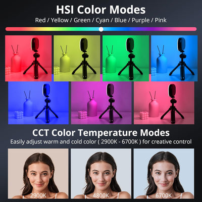 Video Licht RGB ATUMTEK LED Videoleuchte mit 2000 mAh Akku Licht Klein Dimmbare 3000-6700K,mit Kalts
