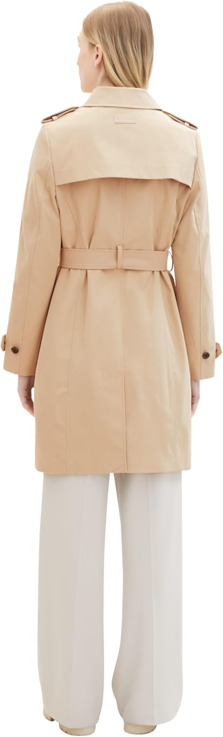 TOM TAILOR Damen Basic Trenchcoat mit Gürtel XXL 11485 - Sandy Beige, XXL 11485 - Sandy Beige