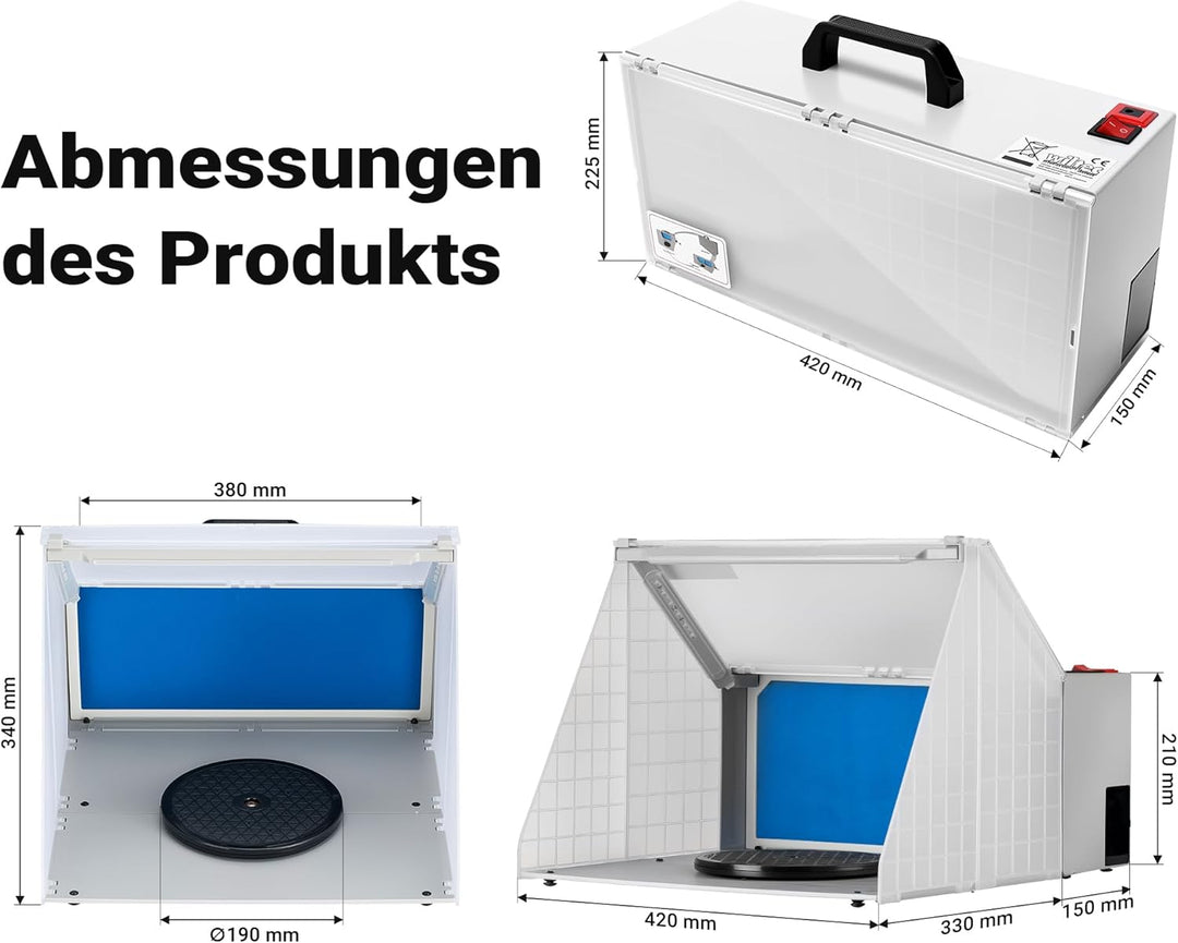 Airbrush Zubehör Absauganlage 4m³ / min Filter Farbnebel beleuchtet