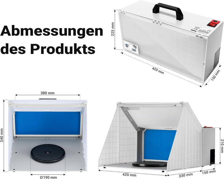 Airbrush Zubehör Absauganlage 4m³ / min Filter Farbnebel beleuchtet