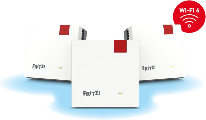 Fritz!Mesh Set 1600 3er-Set (3X Fritz!Repeater, ideal für Internetrouter oder Glasfasermodem (ONT),