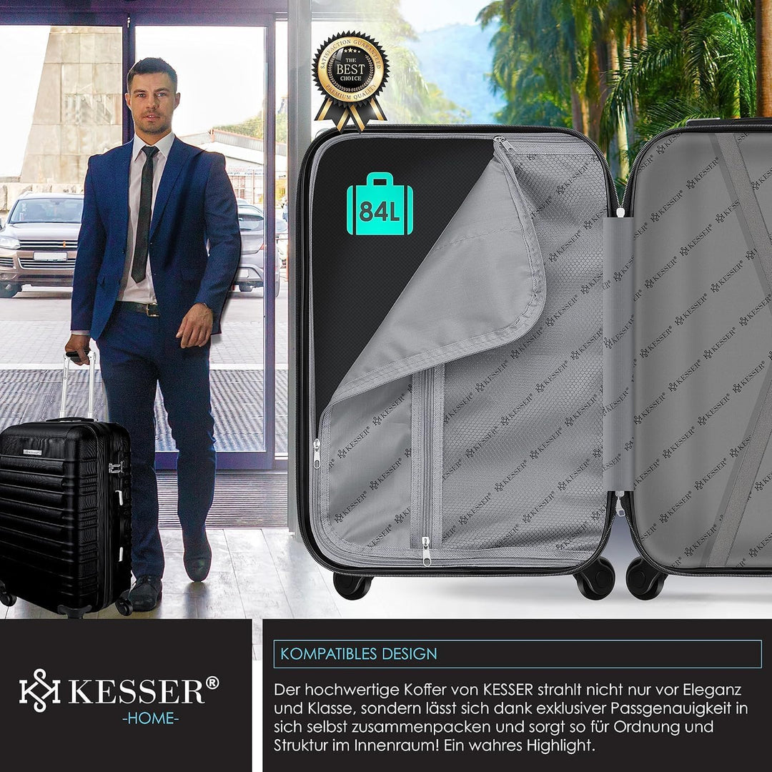KESSER® Reisekoffer Mittlerer Hartschalen-Koffer Inkl. Kofferwaage + Gepäckanhänger Trolley Gepäck R
