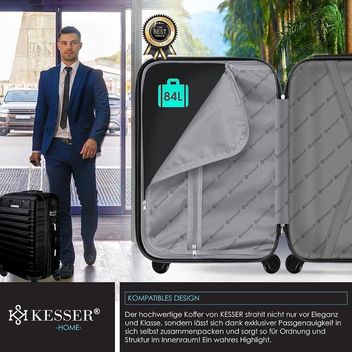 KESSER® Reisekoffer Mittlerer Hartschalen-Koffer Inkl. Kofferwaage + Gepäckanhänger Trolley Gepäck R