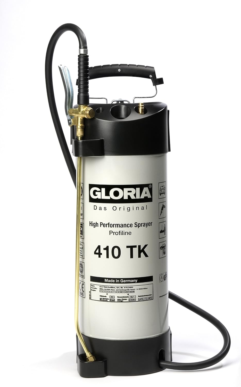 GLORIA Hochleistungssprühgerät 410 TK Profiline | 10 L Füllinhalt | Profi-Drucksprüher aus Stahl | M