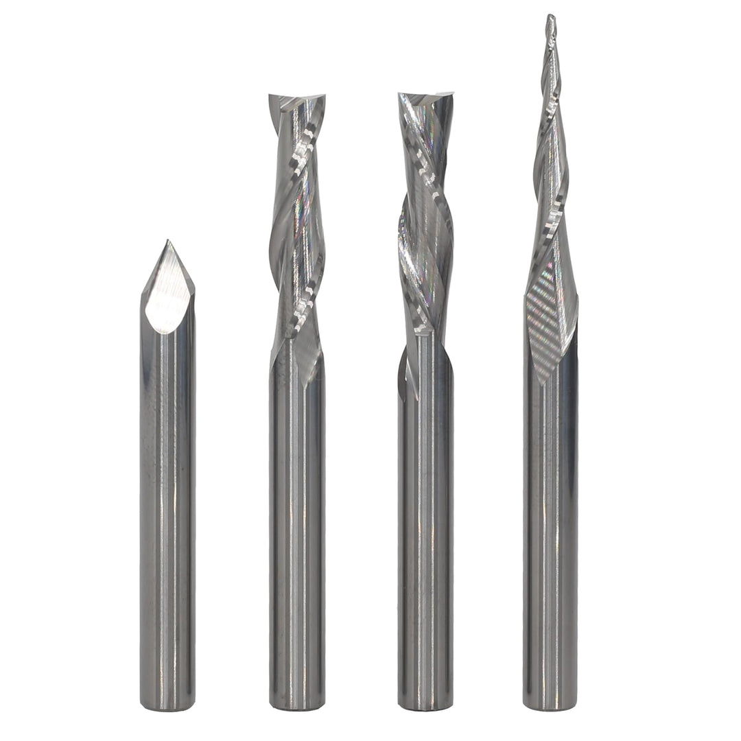 AKYLIN 4 Stück Fräser Set 6 MM Schaft,Spiralfräser Vollhartmetall VHM CNC Fräser,0.5 mm Radius Gravi