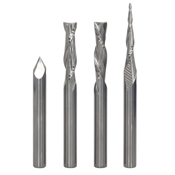 AKYLIN 4 Stück Fräser Set 6 MM Schaft,Spiralfräser Vollhartmetall VHM CNC Fräser,0.5 mm Radius Gravi