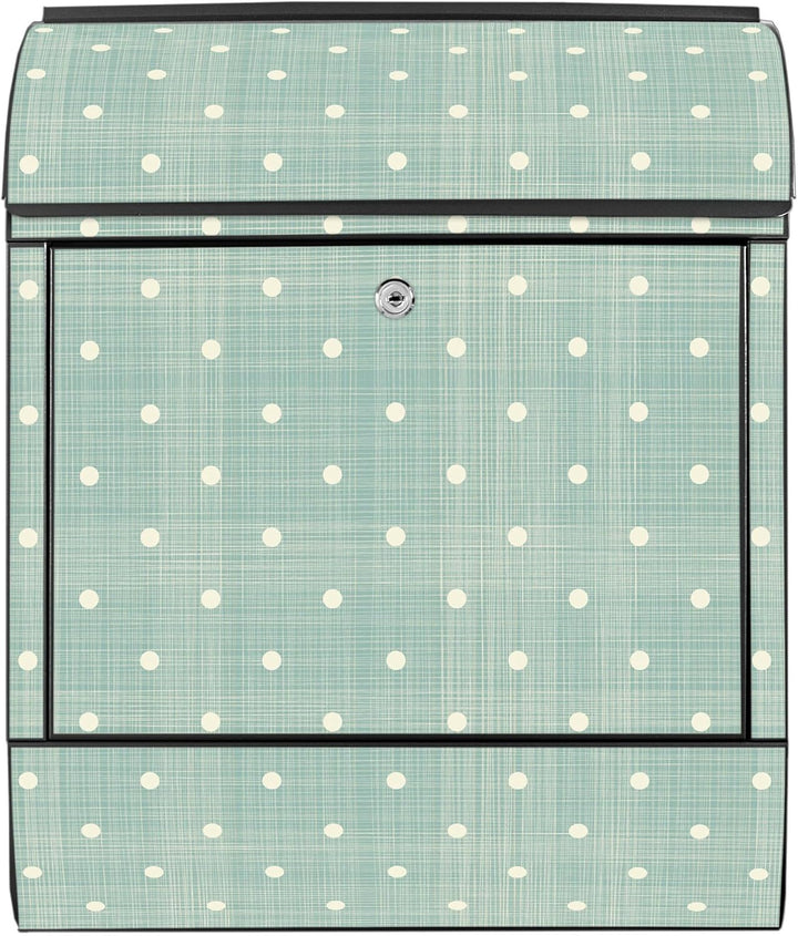 banjado® Design Briefkasten mit Motiv Punkte Lindgrün 39x47x14cm &amp; 2 Schlüssel - Briefkasten Stahl s