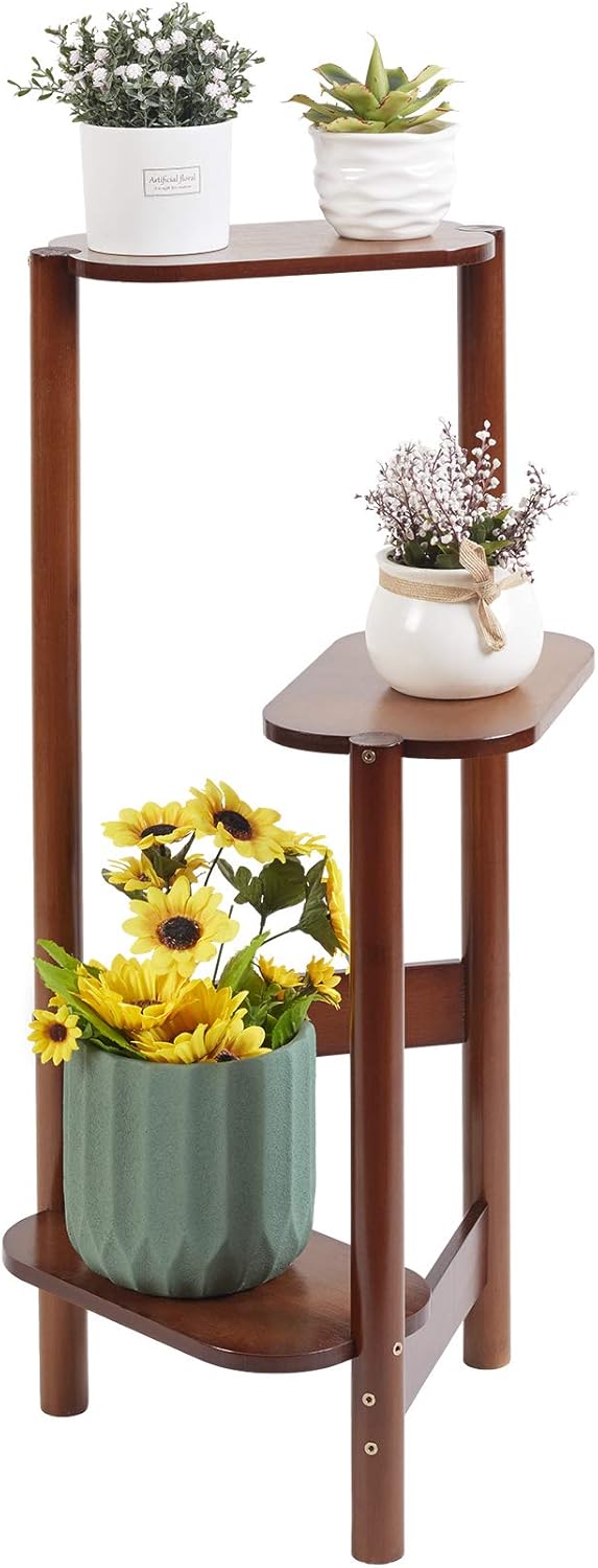 Medla Blumentreppe aus Bambus, 3 stufige Pflanzentreppe, Pflanzenregal Gartenregal für Wohnzimmer Ba