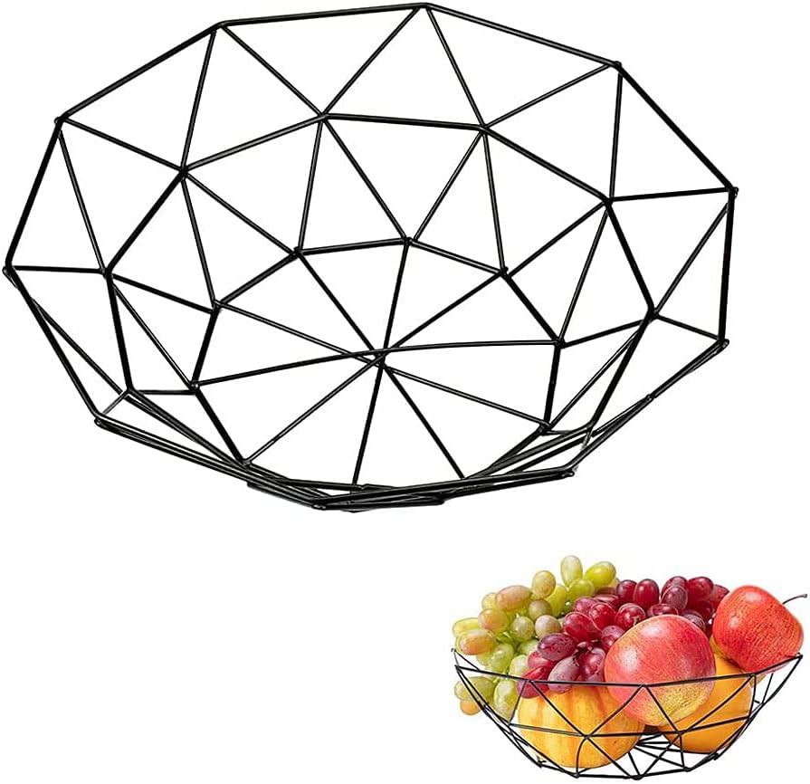 Obstschale Schwarz Rund Obstschalen, Moderne Obstschalen aus Metall, Modern Fruit Basket Bowl Obstau