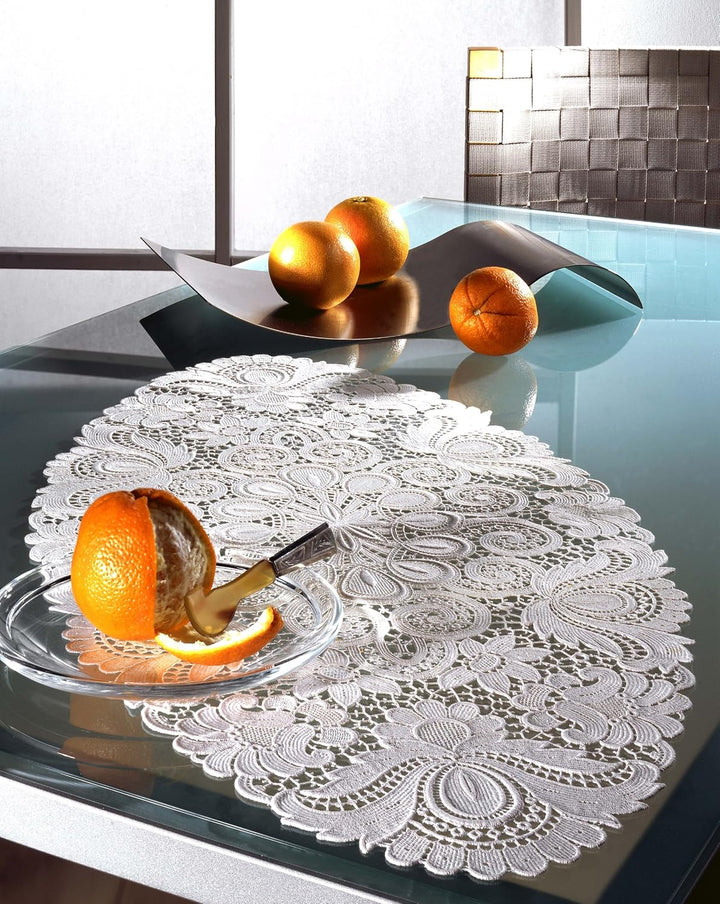 Plauener Spitze by Modespitze 67952 Design Plauen, Gre 30 cm rund, creme, Champagner 30 cm (Rund), 3