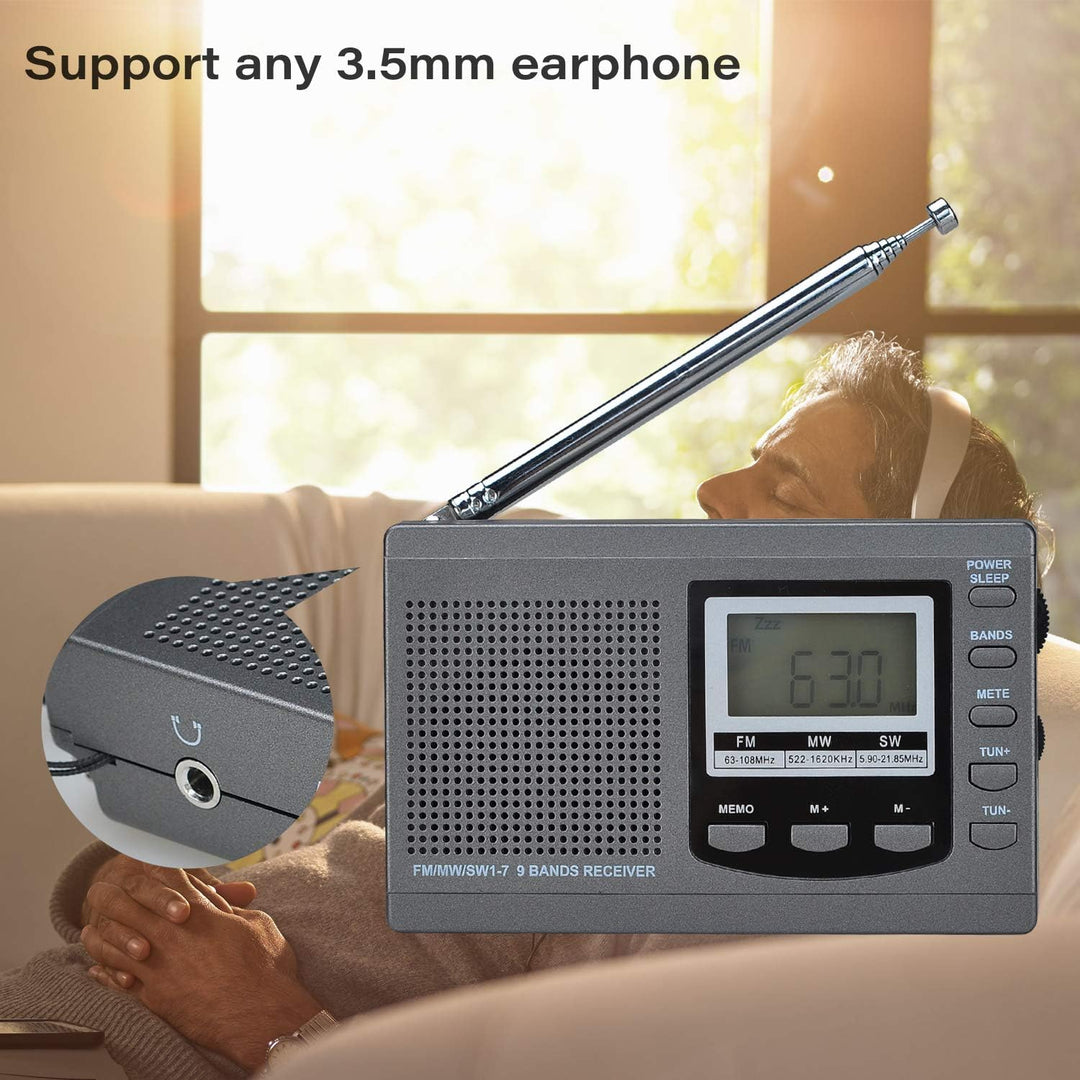 Songway Vollband AM/FM/SW DSP Radio Stereo Lautsprecher LCD Display Wecker Sleep Timer Pocket Radio