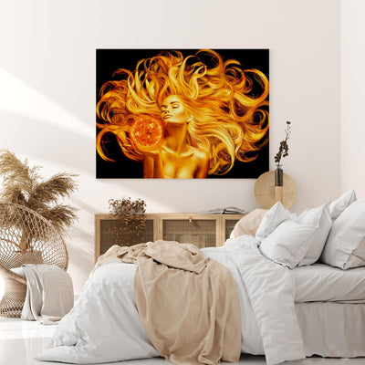 wandmotiv24 Leinwand-Bild Gold Collection, Grösse 40x30cm, Querformat, goldene Frau, Super-nova, Son