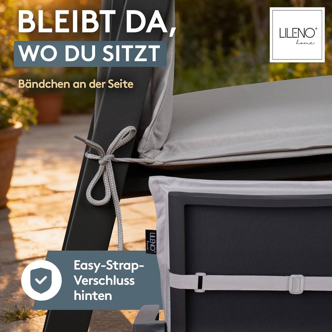 LILENO HOME Gartenstuhl Auflagen [1er Set - Niedriglehner] in Grau - Bequeme Liegen als Sitzauflagen
