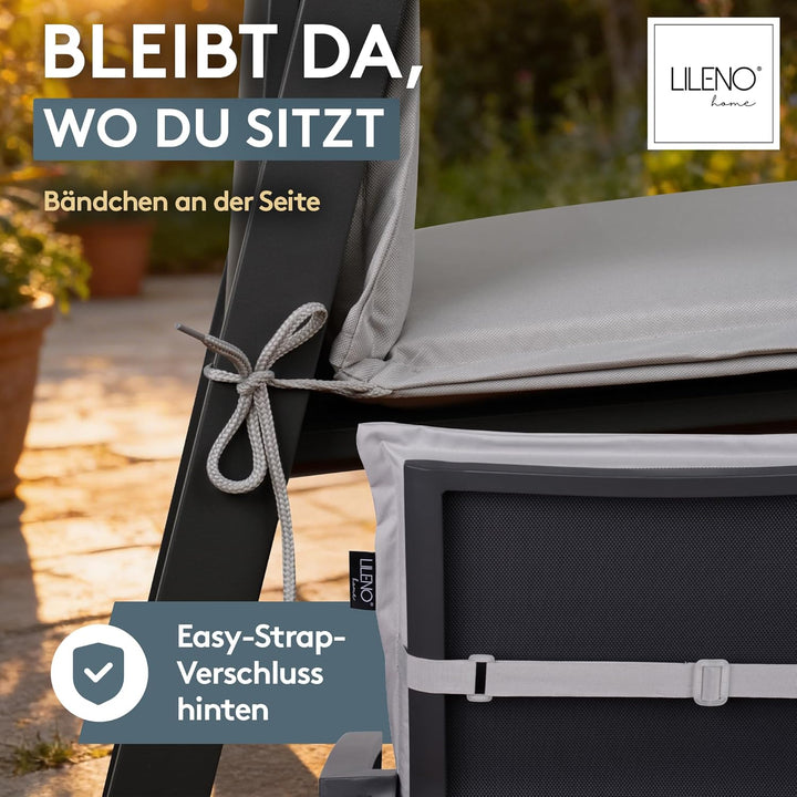 LILENO HOME Gartenstuhl Auflagen [1er Set - Niedriglehner] in Grau - Bequeme Liegen als Sitzauflagen