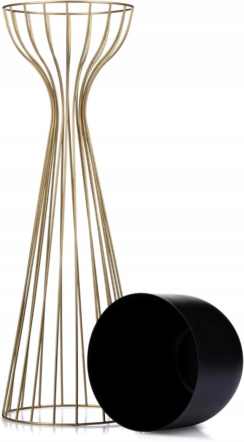 HowHomely Moderne Blumenständer Metall 68 cm Hoch mit Schwarz Blumentopf Rund 18 cm Ø auf Robuste Go