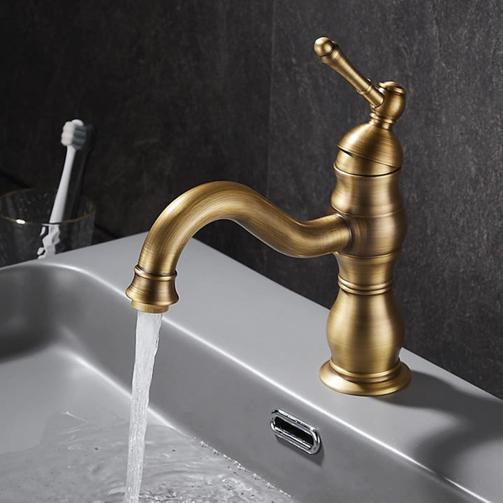 kisimixer Wasserhahn Bad Antik Bronze, 360° Schwenkbar Armatur Waschbecken für Bad, Einhebel Mischba