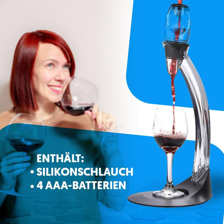 NK Weindekanter-Set + Ständer - Weinbelüfter mit Filtration, Acrylmaterial, eingebautem Filter, inkl