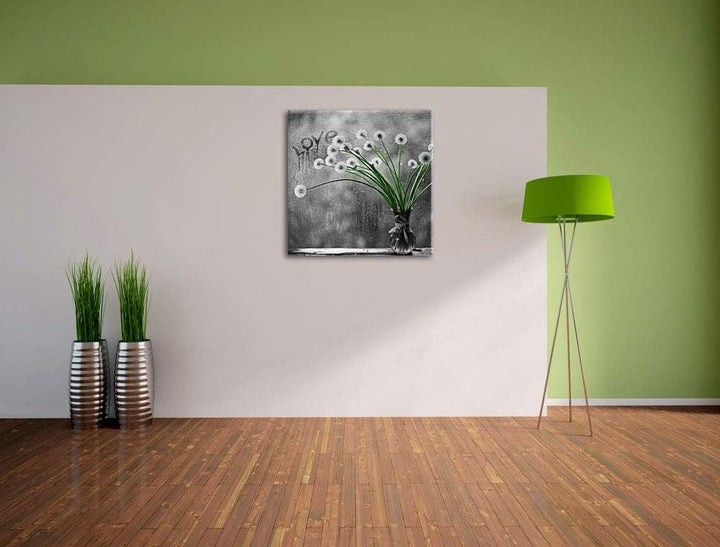 Pixxprint Pusteblumen bei Regen als Leinwandbild/Grösse: 70x70 cm/Wandbild/Kunstdruck/fertig bespann