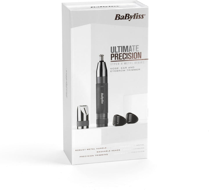 BaByliss Super-X Metal Nasen-, Ohren- & Augenbrauentrimmer, 3-in-1 Detailtrimmer, Nasenhaartrimmer,