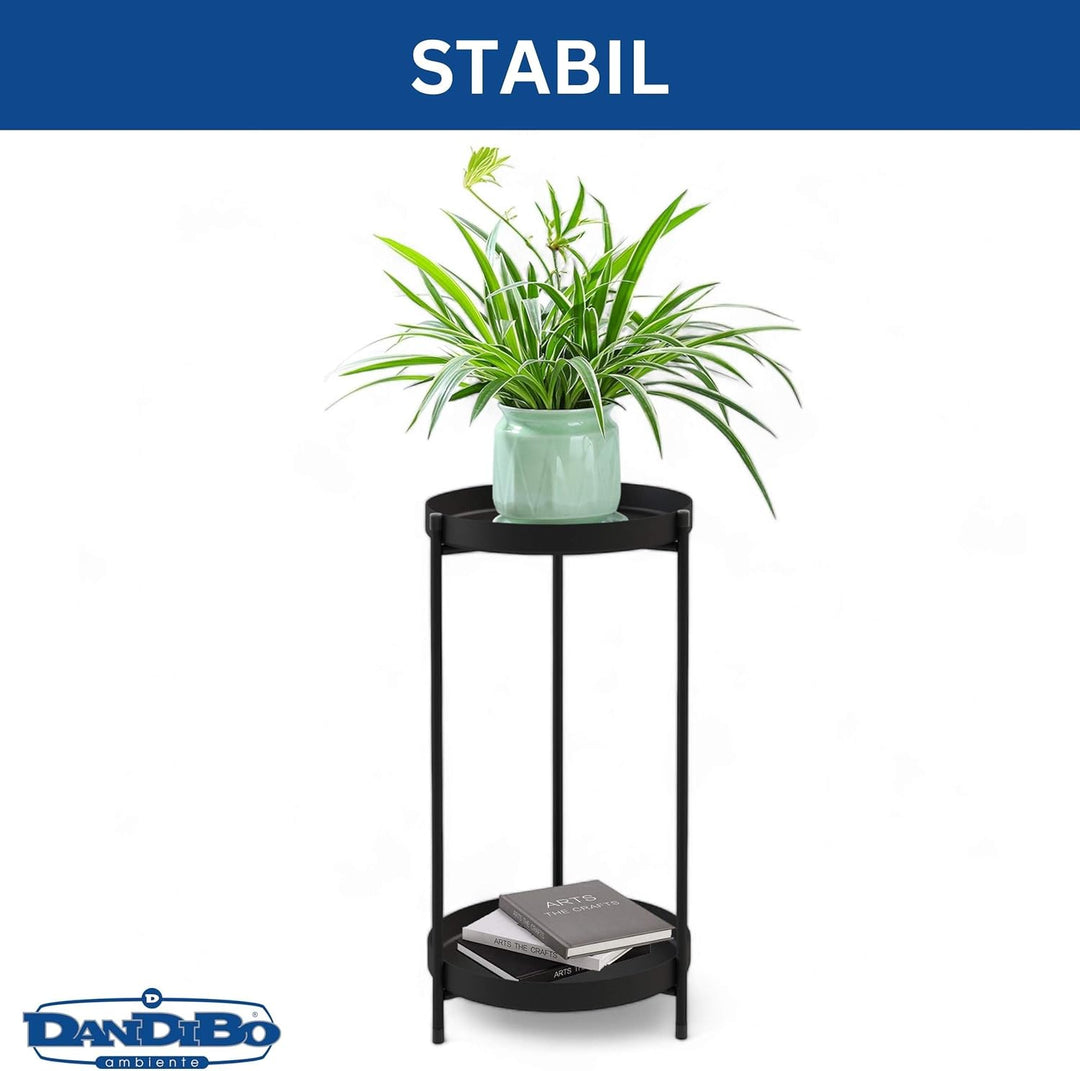 DanDiBo Blumenständer Metall Schwarz Rund 2 Etagen 52 cm 96583 Beistelltisch Blumenhocker Pflanzenst