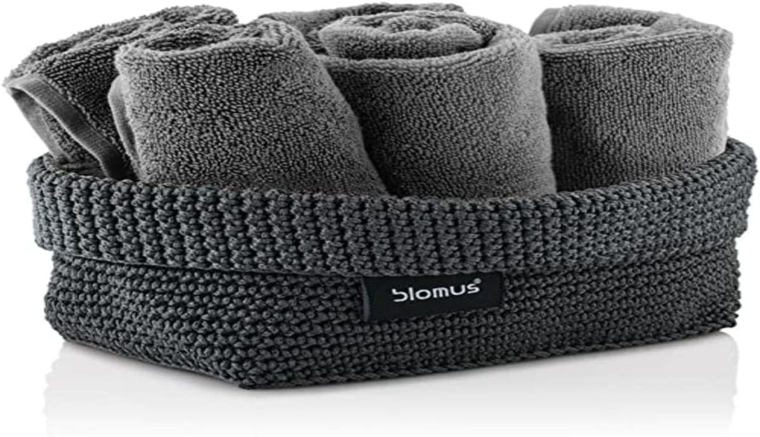 blomus -TELA- Häkelkorb L aus Kunstfaser, Anthrazit, Korb für Aufbewahrung, hochwertige Verarbeitung