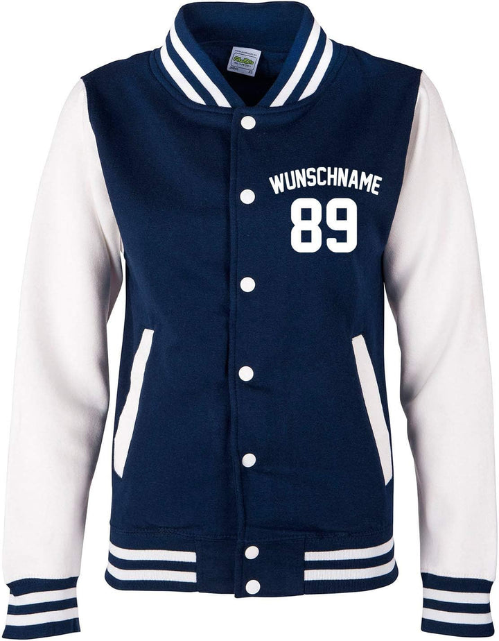 EZYshirt® Damen Herren Kinder College Jacke Athletic mit Wunschnamen und Wunschnummer | Baseball Jac
