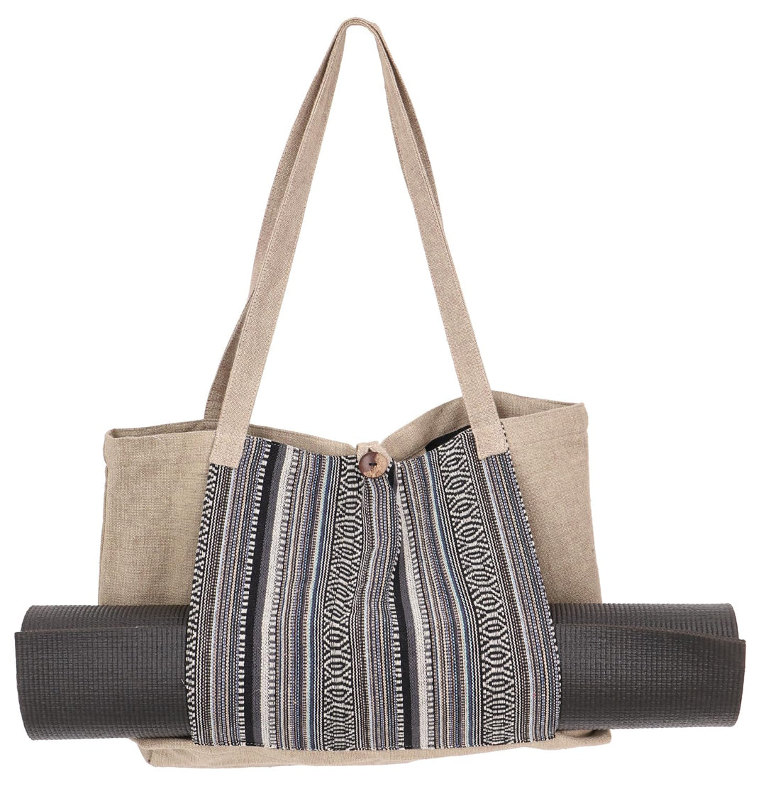 GURU SHOP Ethno Yogamattentasche, Tasche für Yogamatte, Yogatasche, Strandtasche, Shopper - Leinenfa