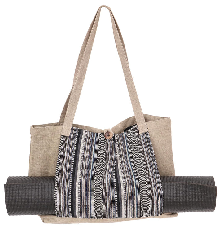 GURU SHOP Ethno Yogamattentasche, Tasche für Yogamatte, Yogatasche, Strandtasche, Shopper - Leinenfa