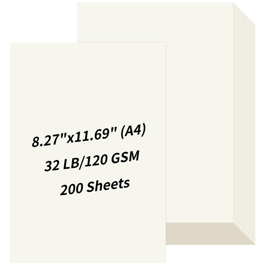 200 Blatt Druckerpapier, A4, 32 lb/120 g/m², cremefarbenes Kopierpapier, 8,27 x 11,69 Zoll, doppelse