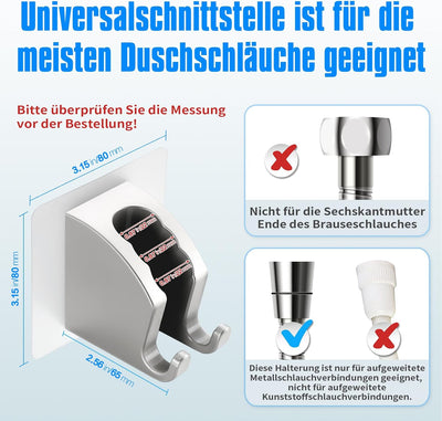 JONKEAN Duschbrause Halterung, Handbrause Halterung Ohne Bohren, Haftender Duschhalterung, Duschkopf