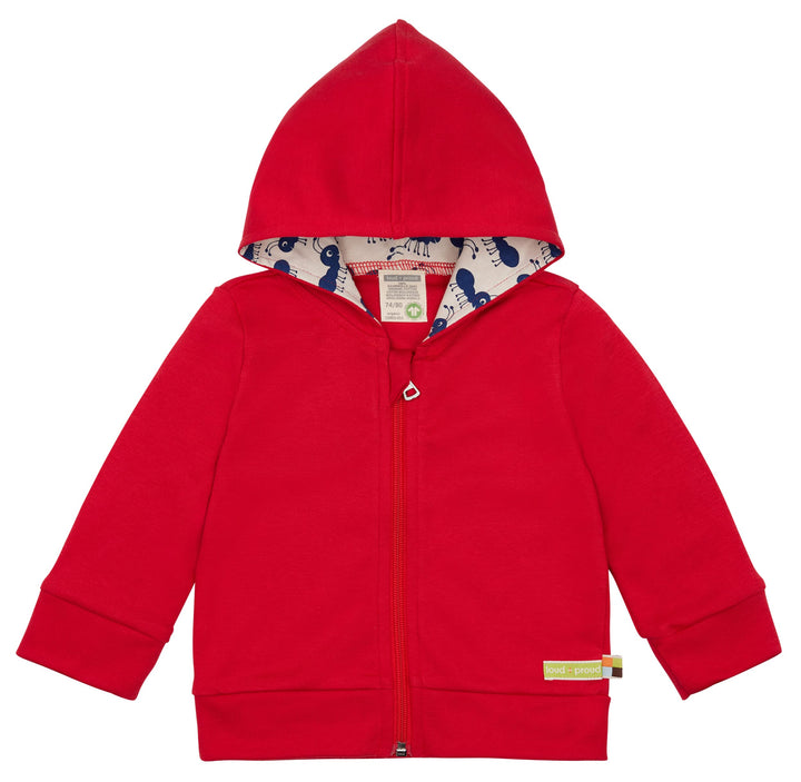 loud + proud Unisex Baby Kapuzenjacke, GOTS Zertifiziert Sweatjacke 62-68 Tomato, 62-68 Tomato