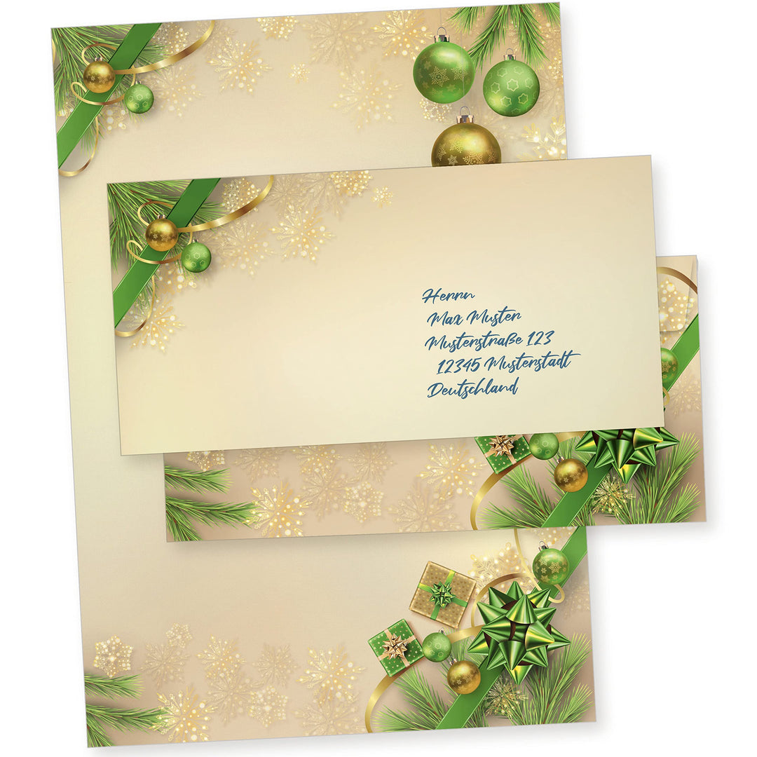 Chalet Noel 500 Sets Weihnachtsbriefpapier mit Umschlag ohne Fenster Weihnachtspapier A4 Briefpapier