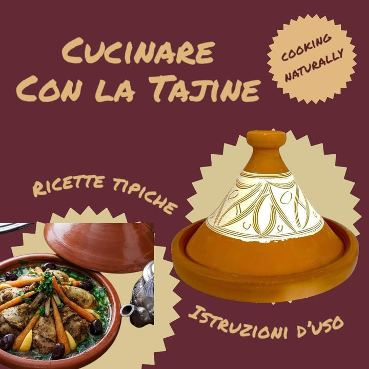 Marokkanische Tajine aus Terrakotta, Durchmesser 37 x 28 cm, handdekoriert, natürlich unglasiert, fü