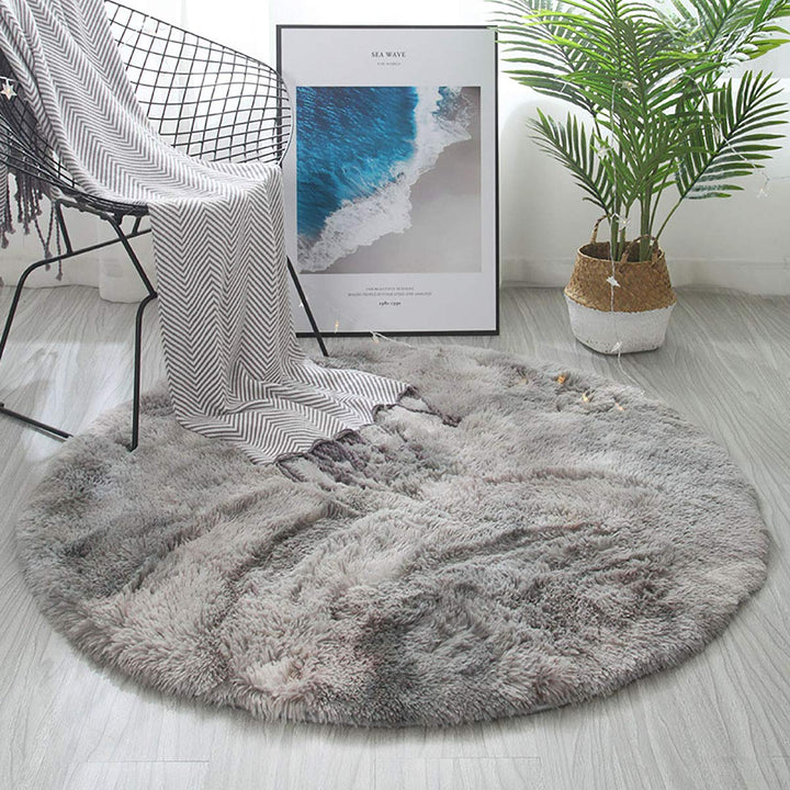 Tinyboy-hbq Runder Teppiche Hochflor Teppich wohnzimmerteppich Langflor Teppiche für Wohnzimmer flau