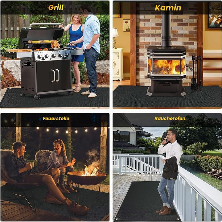 Grillmatte Bodenschutz,Feuerfeste Unterlage 182 * 115cm,Faltbare Grillunterlage mit Löchern und Bode