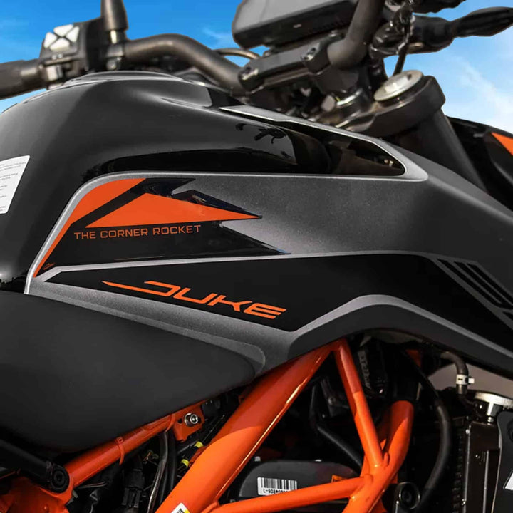 Resin Bike Aufkleber für Motorrad Kompatibel mit KTM Duke 390 2021 2022 Silber. Seitenschutz für den