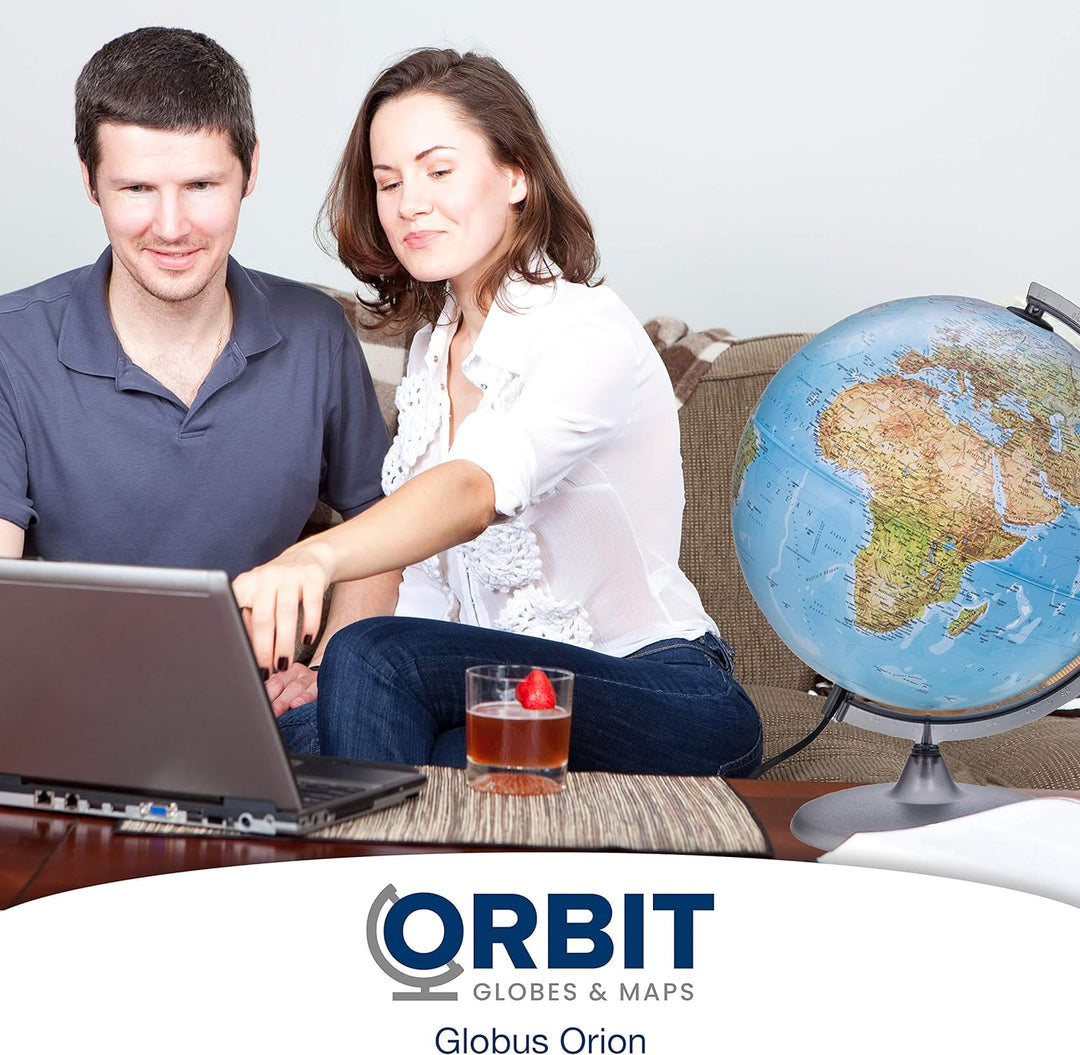ORBIT GLOBES & MAPS - Leuchtglobus - 30cm Globus mit stabilem Standfuss, Kartenbild 2023 physikalisc