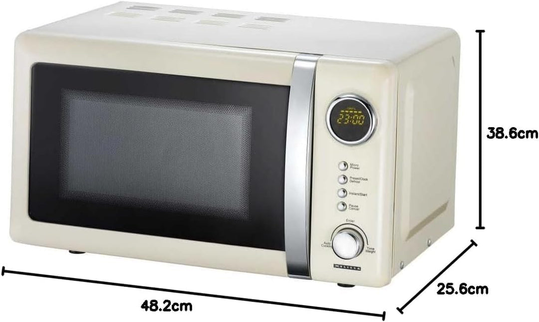 MELISSA 16330128 Retro Mikrowelle/1000 Watt/23 Liter Garraum,Design Mikrowelle mit Grill/Creme Farbe