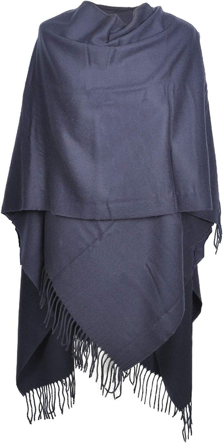 Toutacoo, Grosser Poncho mit Fransen - Damen - 04-blau, 04-blau