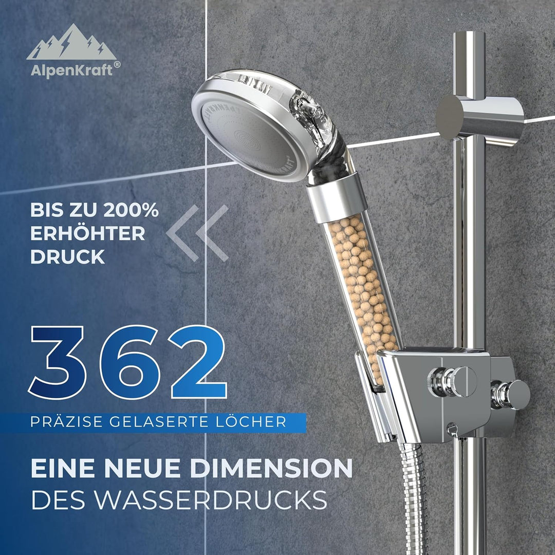ALPENKRAFT - ZugSpitze Made in Germany Duschkopf wassersparend druckerhöhend